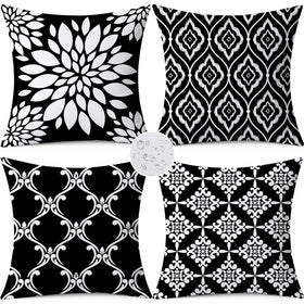 KISVODS outdoor pillow covers 18x18 set of 4 with boho pattern, weather-ready protection for patio decor.