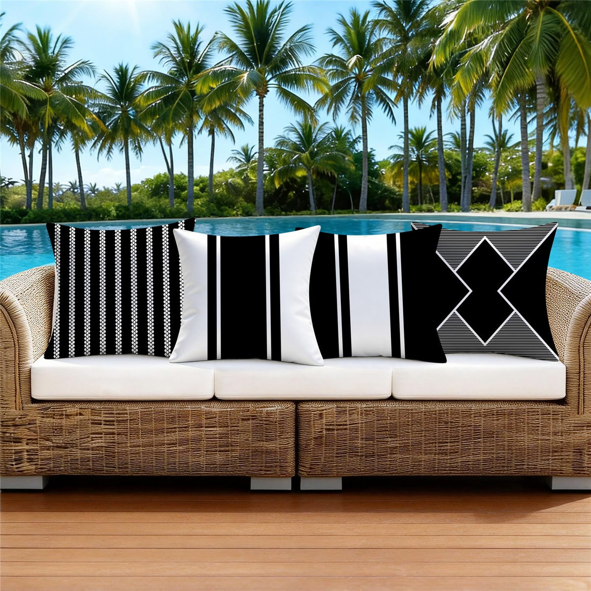 KISVODS double sided geometry design adds versatile decor for patio and living spaces