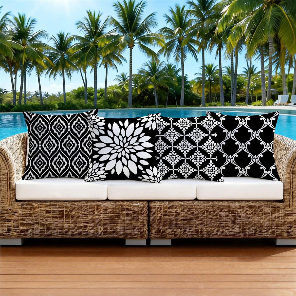 KISVODS pillow cover zipper-closeup with waterproof fabric keeps cushions dry outdoors.