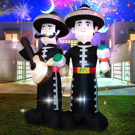 KITBONIS LED lights illuminate the mariachi inflatable at night