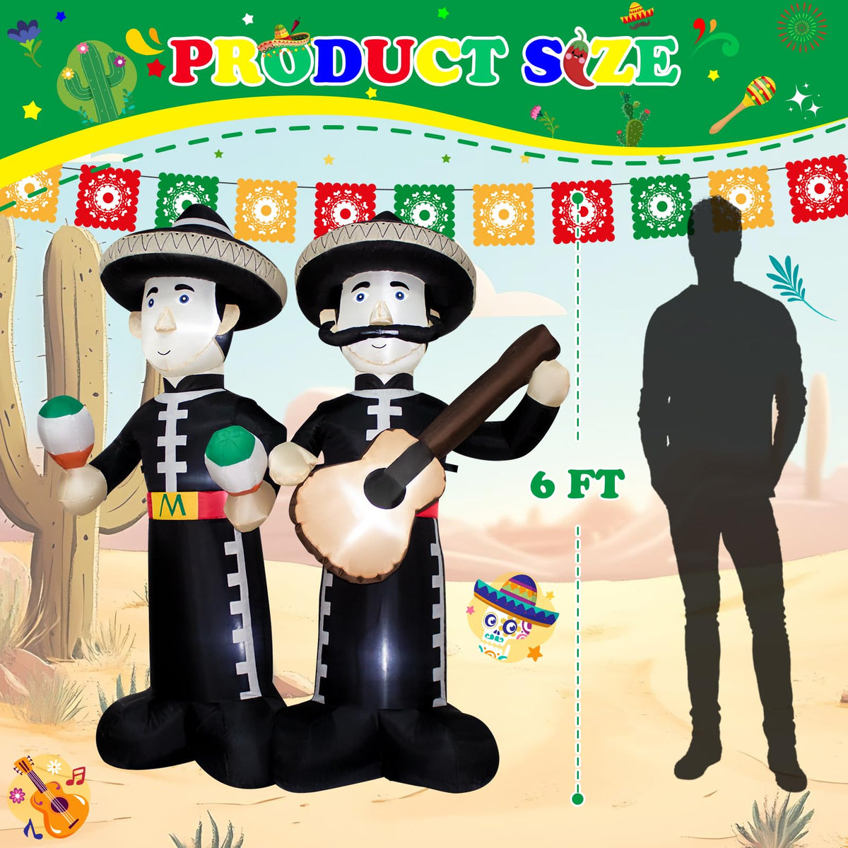 KITBONIS mariachi inflatable close-up showing instruments for authentic flair