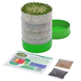 KITCHEN CROP Deluxe seed sprouter with four trays for quick homegrown sprouts.