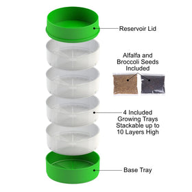 KITCHEN CROP stackable trays in use, expanding sprouts without soil.