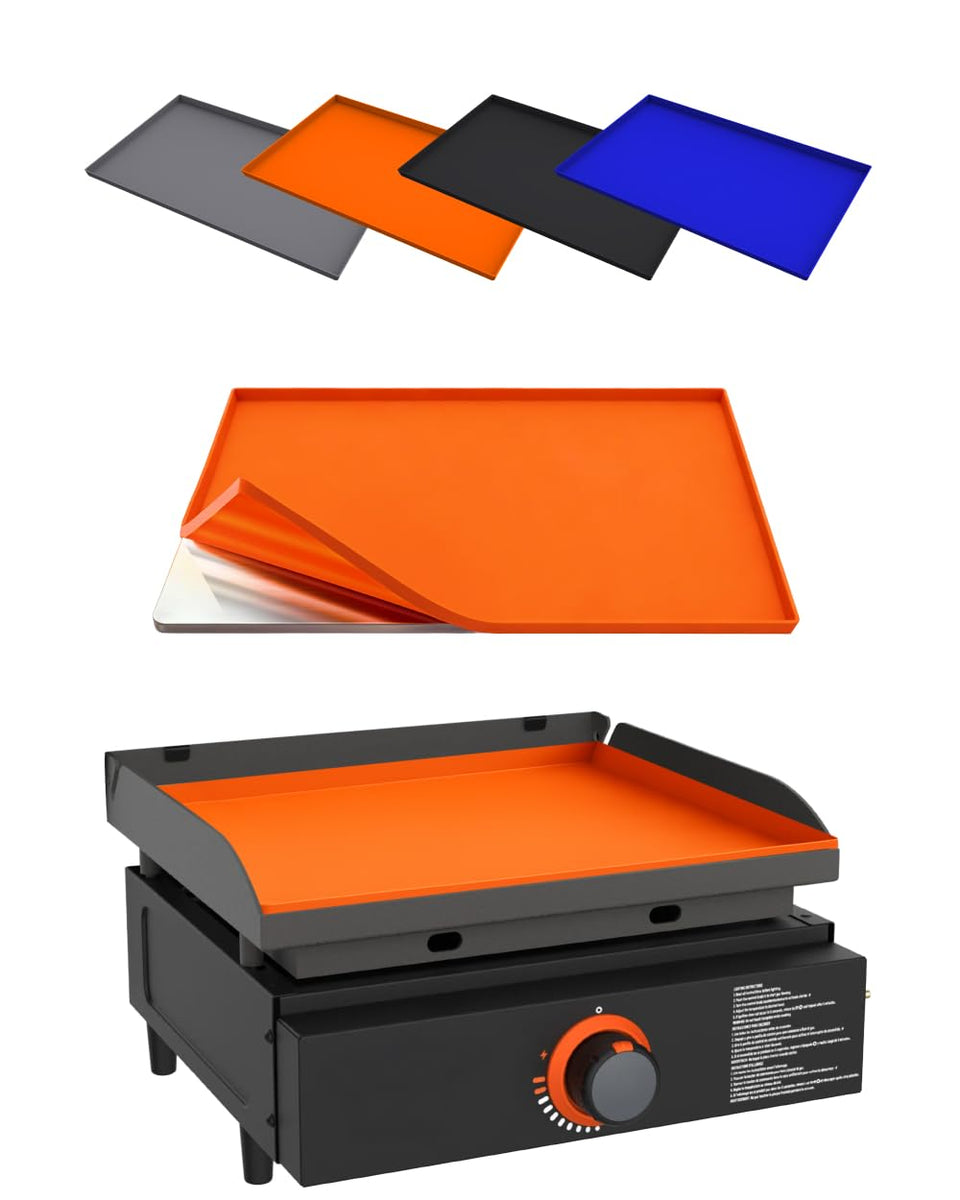 Kitchen Perfection 17-Inch silicone griddle cover on Blackstone protects the surface.
