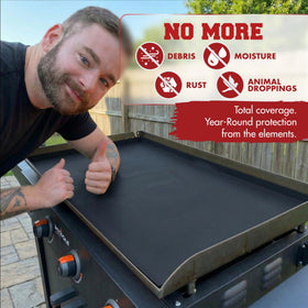 Kitchen Perfection 36-inch silicone griddle cover with heat resistance up to 450°F.