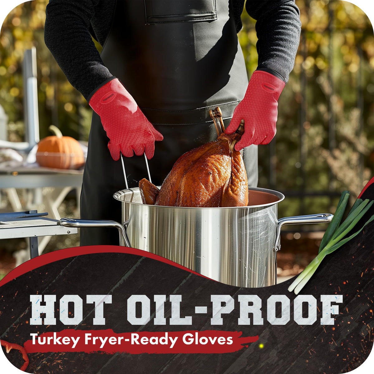 Flexible fit suitable for large and small hands during indoor and outdoor cooking.