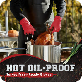 Flexible fit suitable for large and small hands during indoor and outdoor cooking.