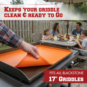 Kitchen Perfection hood-compatible silicone cover seals moisture on 17-Inch Blackstone.