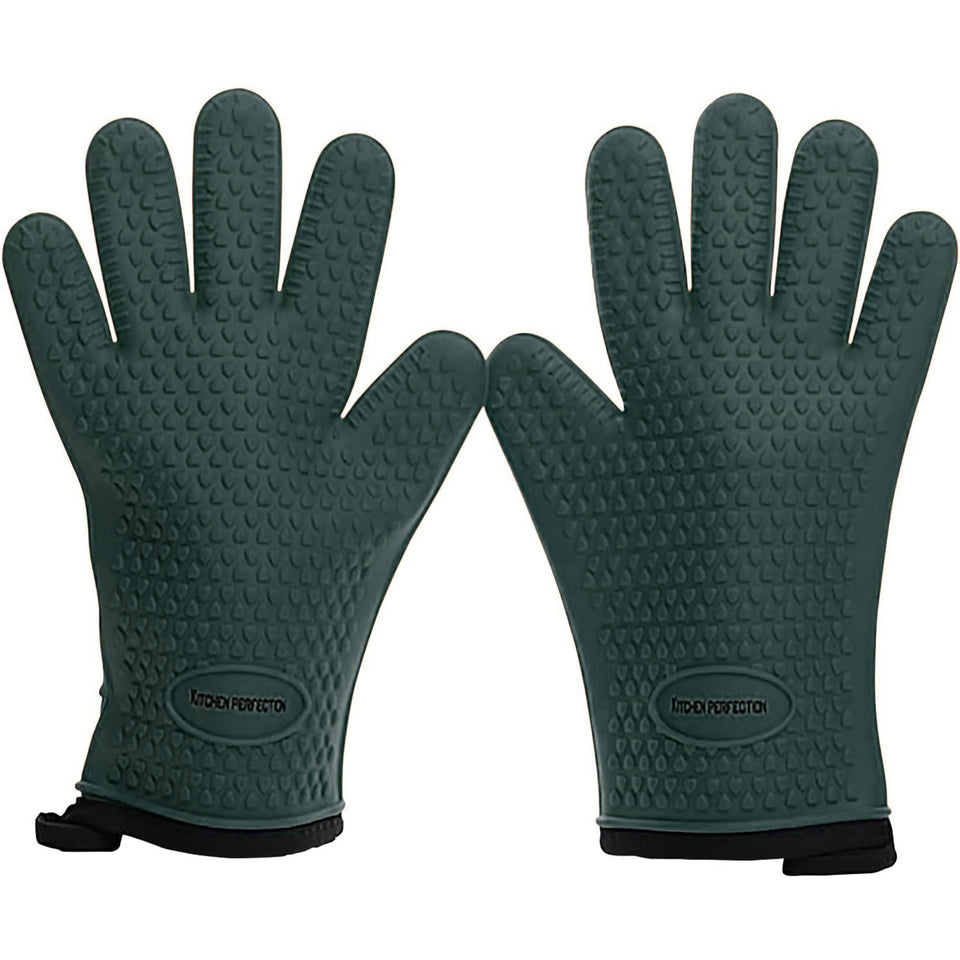 Kitchen Perfection silicone smoker gloves – heat resistant up to 500°F for grilling.