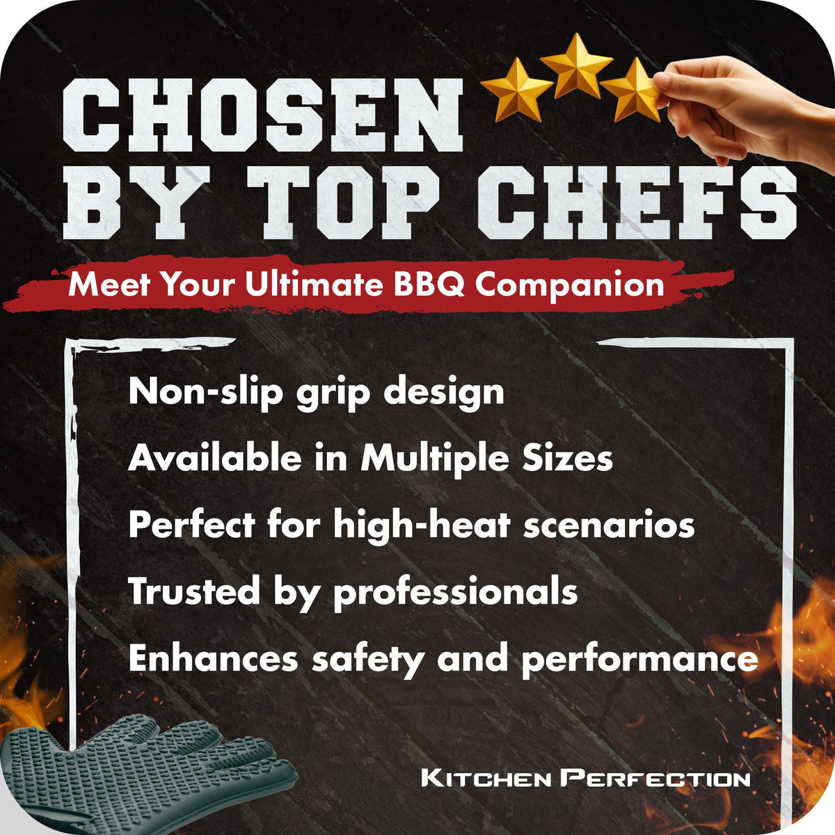 Kitchen Perfection traeger-weber gloves – compatible for popular grills and smokers.