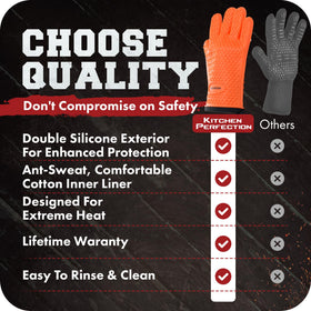 Kitchen Perfection XL BBQ gloves set with wall-hangers for easy storage