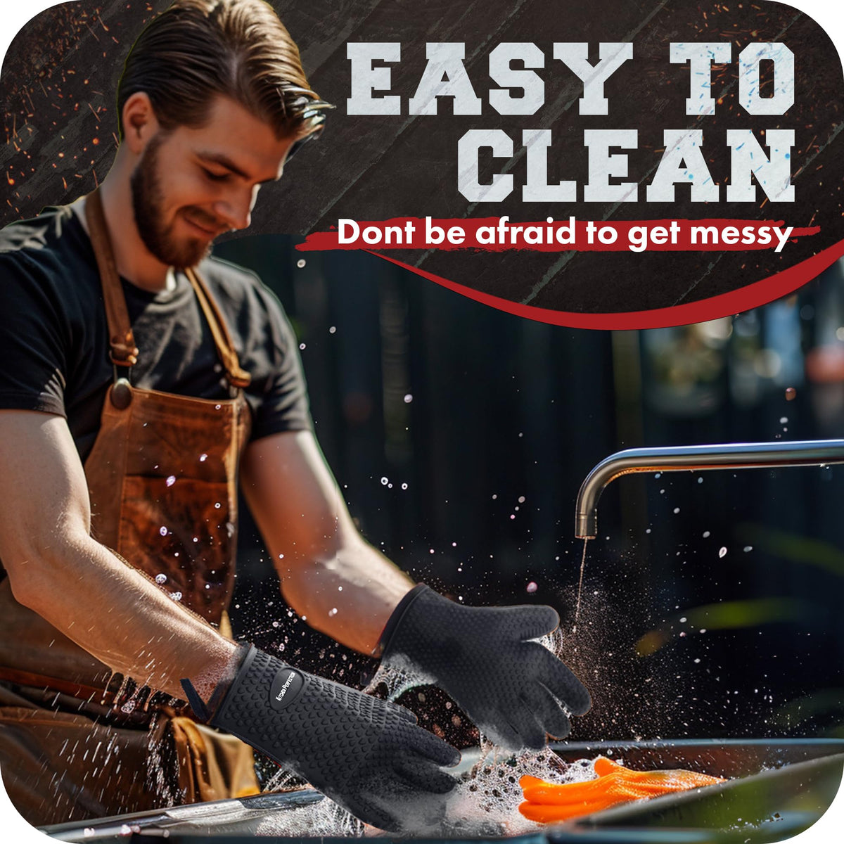 Kitchen Perfection XL storage hangers included for neat, ready-to-use gloves