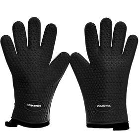 Kitchen Perfection XL silicone smoker gloves shown with heat resistance suitable for grilling and oven handling