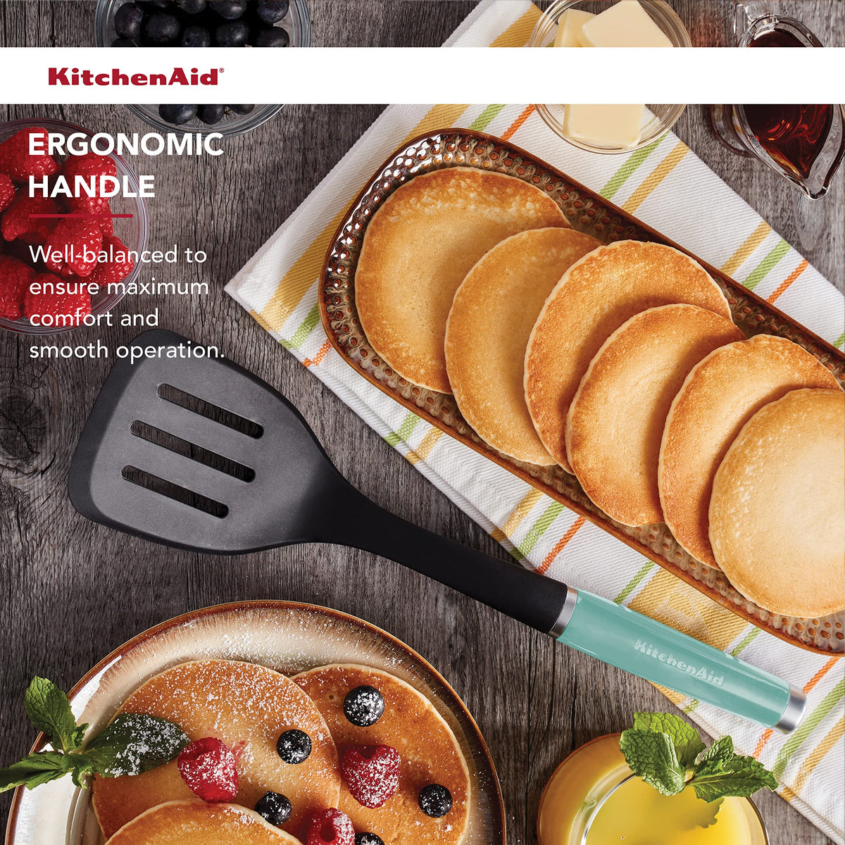 KitchenAid Classic nylon head reinforced for durable, reliable kitchen performance Aqua Sky