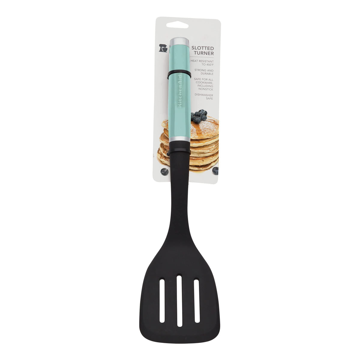 KitchenAid turner Aqua Sky satin chrome endcap combines durability and style