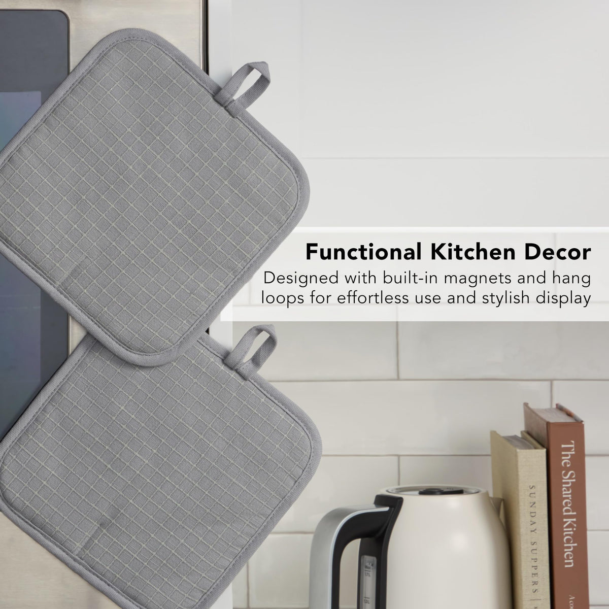 KitchenAid Gridlines Pot Holder dimensions 8x8 inches, ready for standard cookware.