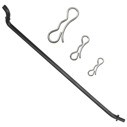 KitchenKipper anti-sway rod in use stabilizes compatible lawn mowers for smoother operation.