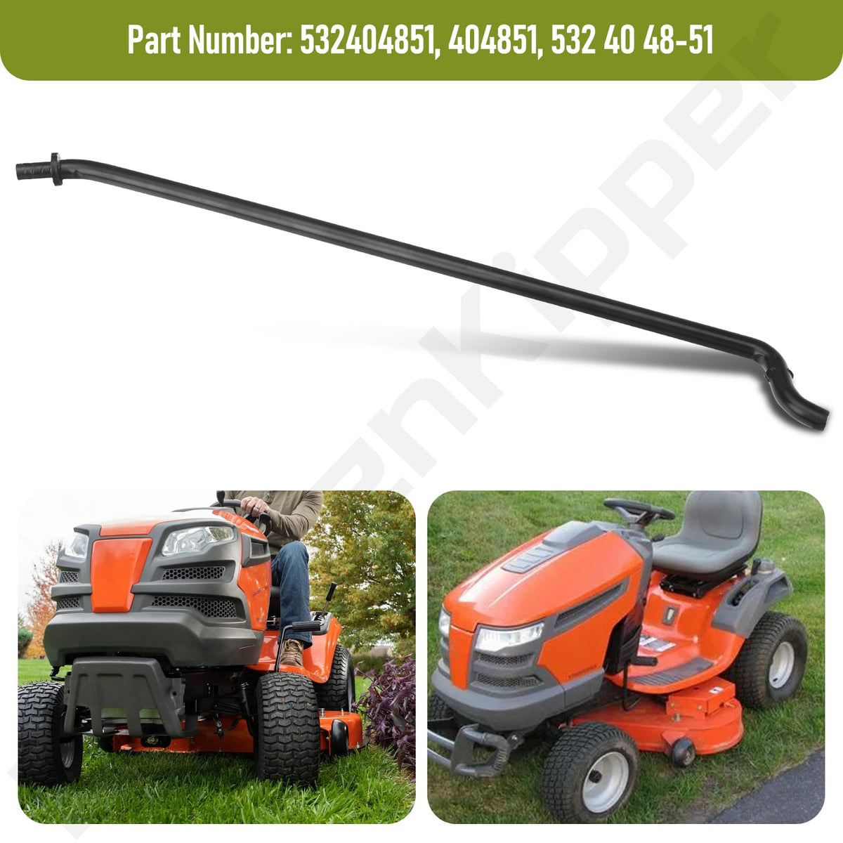KitchenKipper anti-sway rod with packaging label highlights compatible models and part number.