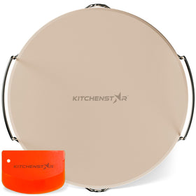 KitchenStar 12-inch pizza stone in oven showing even heat for crispy crust