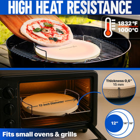 KitchenStar pizza stone on grill demonstrating high-heat resilience