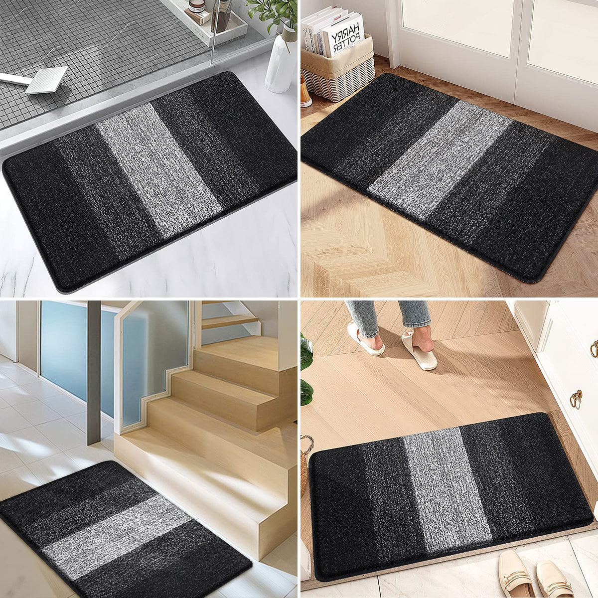 Kitinjoy durable black entry mat suits indoor and outdoor spaces.