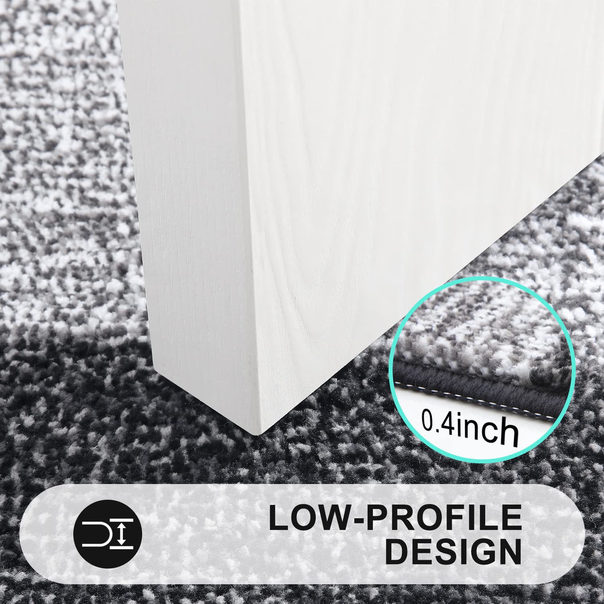 Kitinjoy low-profile mat 0.4 inch fits under most doors.