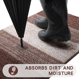 Kitinjoy door mat top view in brown showing low-profile fit