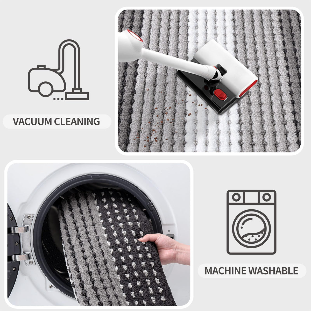 Kitinjoy dotted ombre entry mat in grey adds style while protecting floors.