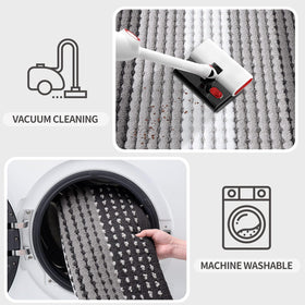 Kitinjoy dotted ombre entry mat in grey adds style while protecting floors.