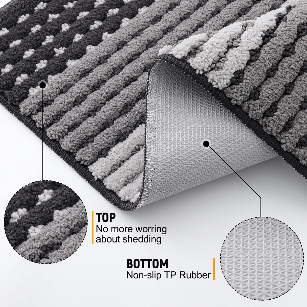 Kitinjoy low-profile grey entry mat fits under doors for smooth operation.
