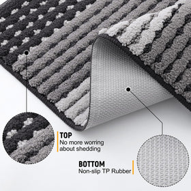 Kitinjoy low-profile grey entry mat fits under doors for smooth operation.