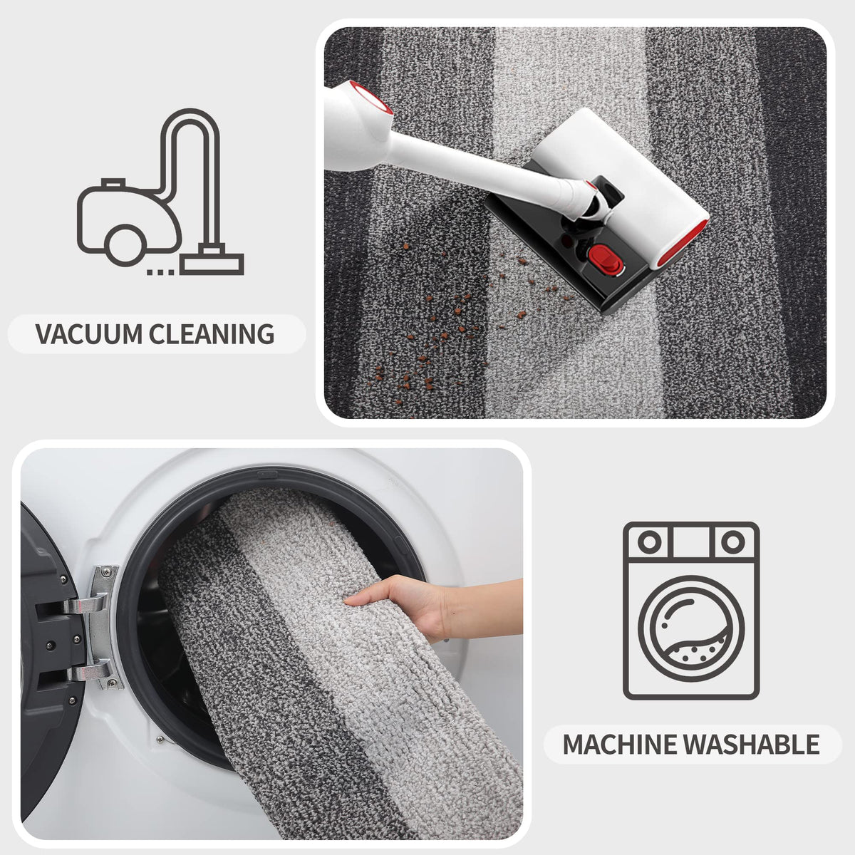 Kitinjoy washable front door mat being cleaned for easy maintenance.