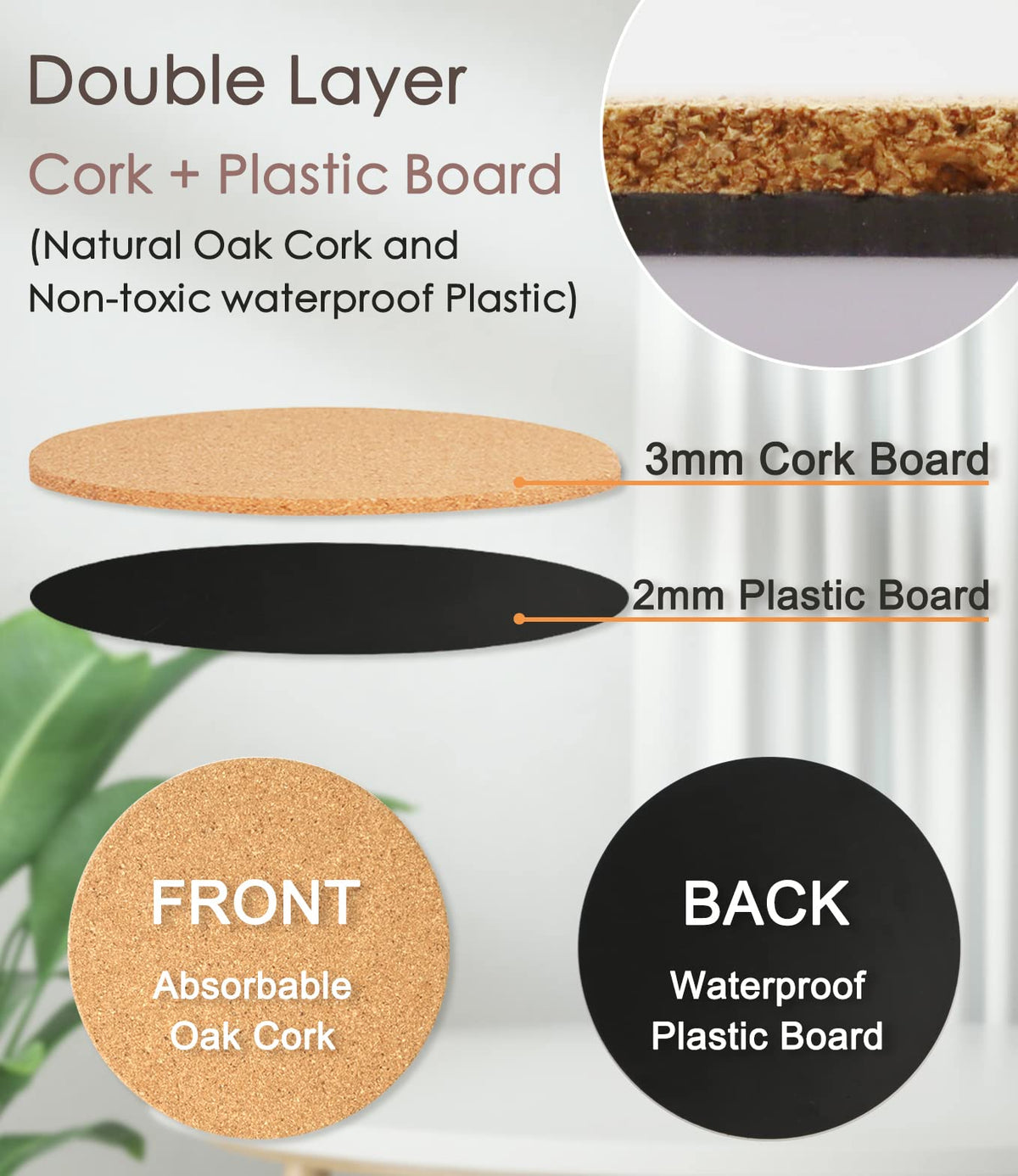 KITLAB cork plant coaster material is premium and non-toxic.