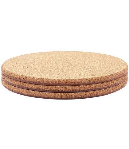 KITLAB cork plant coasters 10-inch top view showing a flat, protective surface.