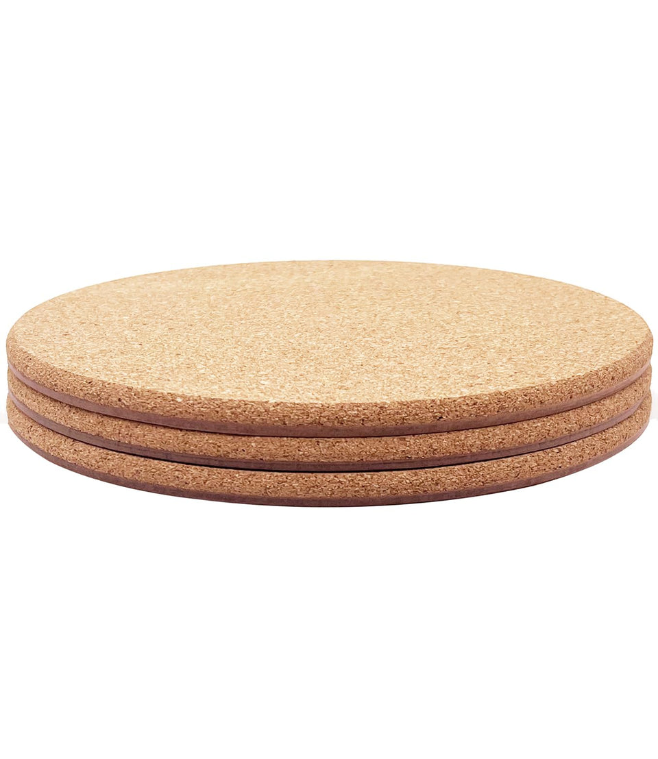 KITLAB cork plant coasters 10-inch top view showing a flat, protective surface.