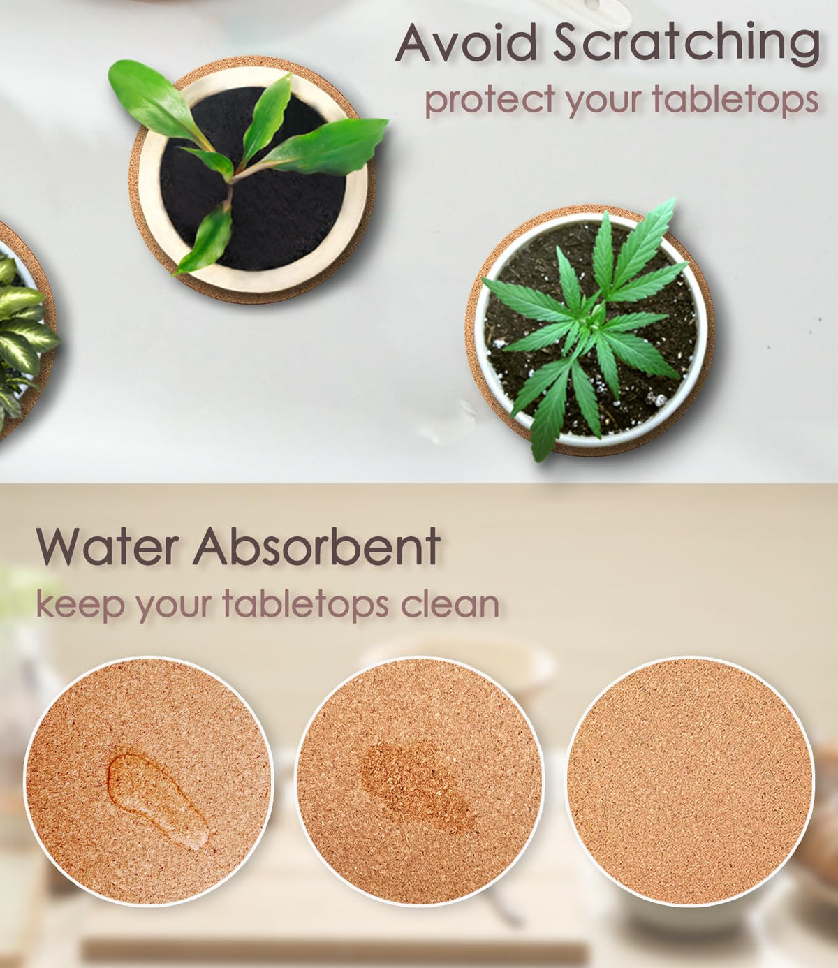 KITLAB 4-inch cork coasters protect furniture on patios and balconies.