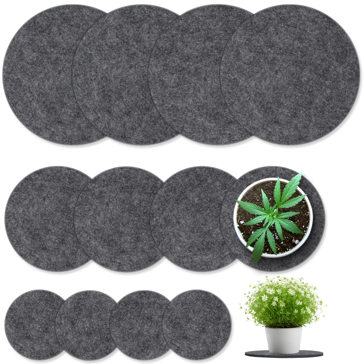 KITLAB felt plant coaster 4-inch under a pot protects surfaces and catches spills.