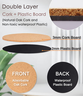 KITLAB round cork trivet plant base provides stable placement.