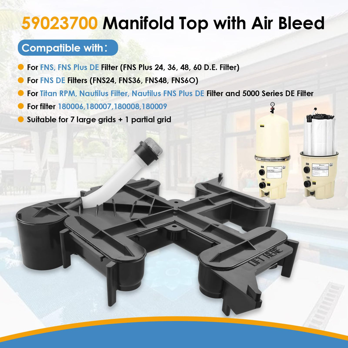 KITONLA manifold top interior bleed tube demonstrates internal venting during pump operation.