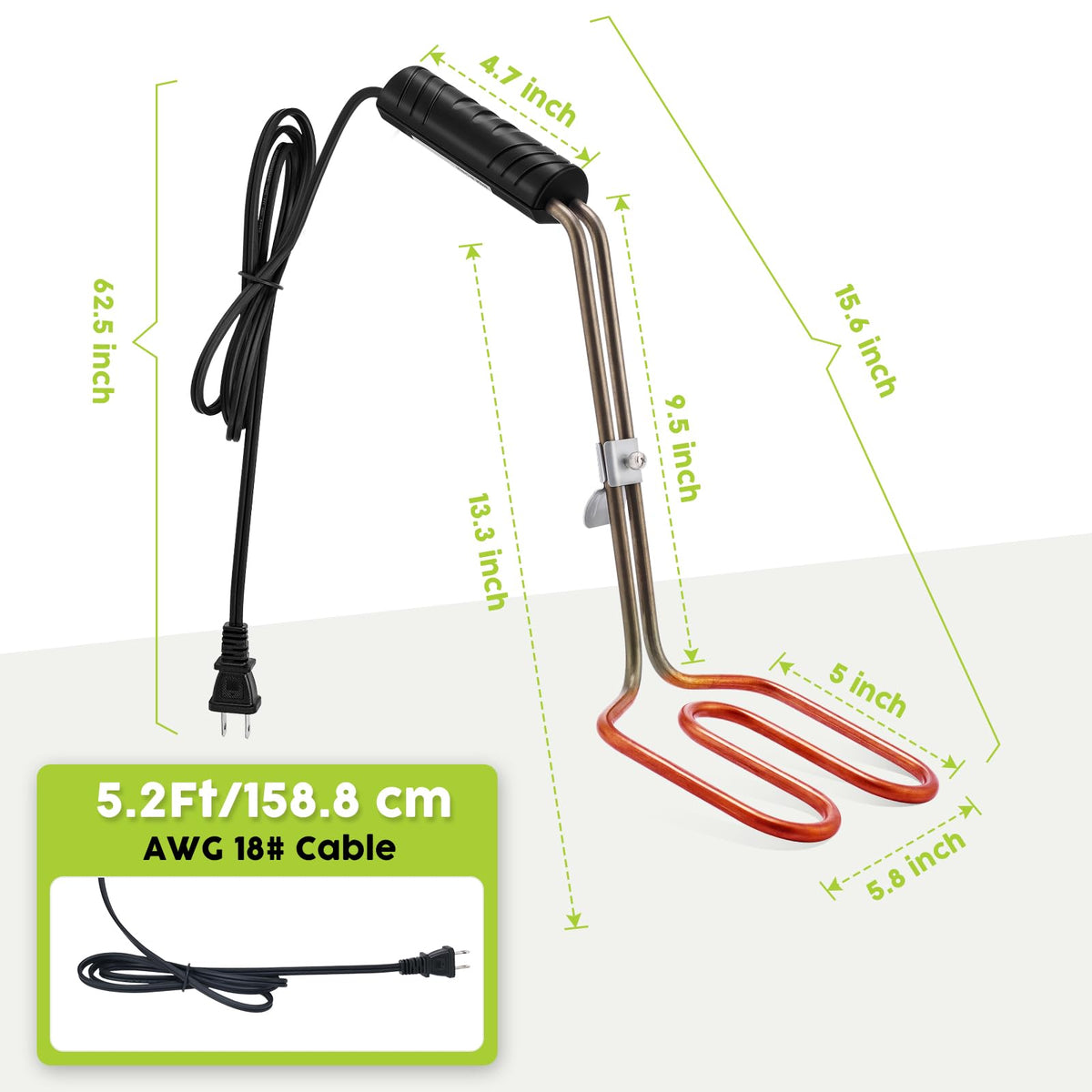 KITOSUN long-cable 5ft reach enables flexible grill placement.