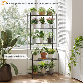 Kitsanery heavy-duty metal shelf in black finish for outdoor display