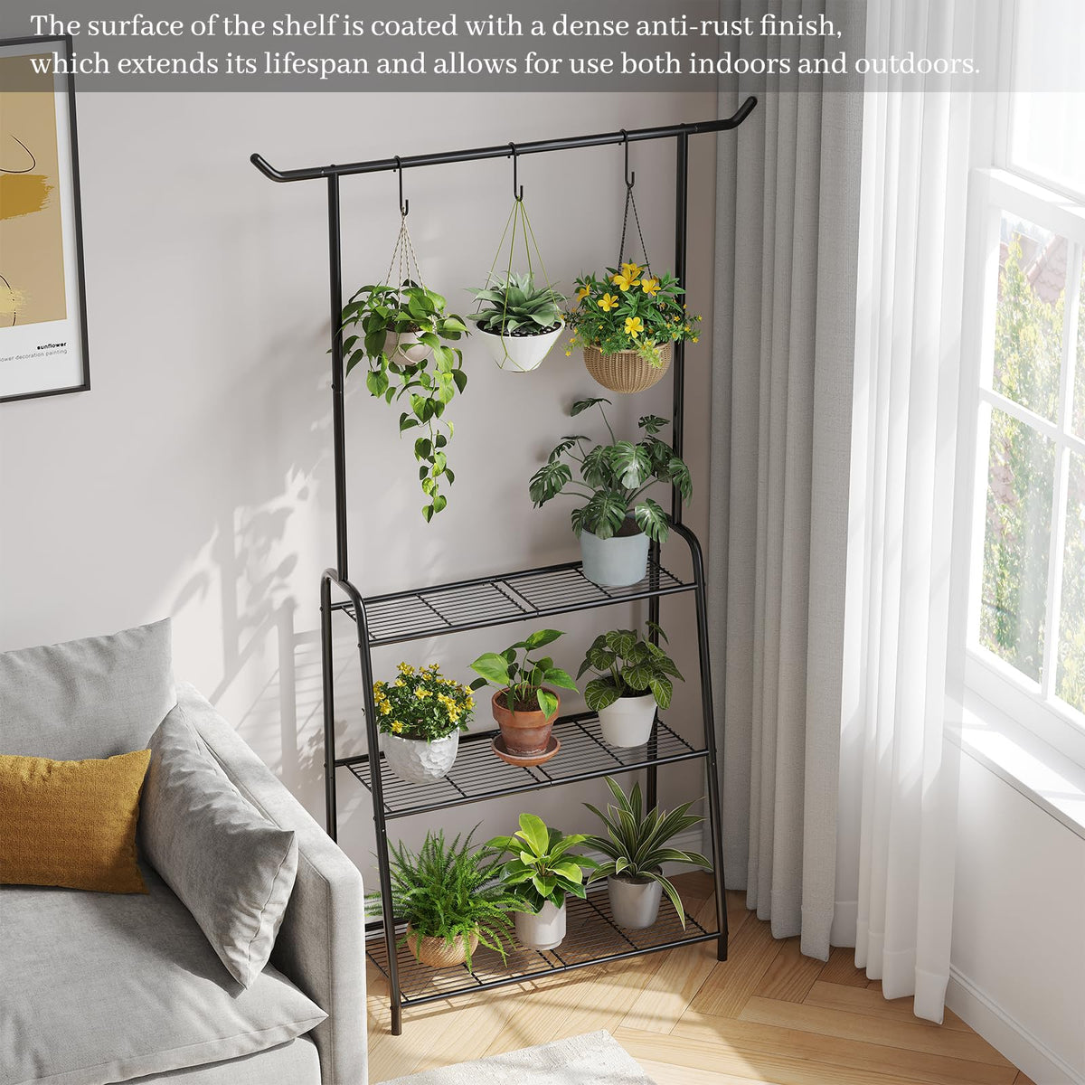 Kitsanery tall ladder shelf for multiple plants and heavy duty use