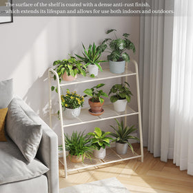 Kitsanery ladder-style shelf for living room organizes plants attractively.