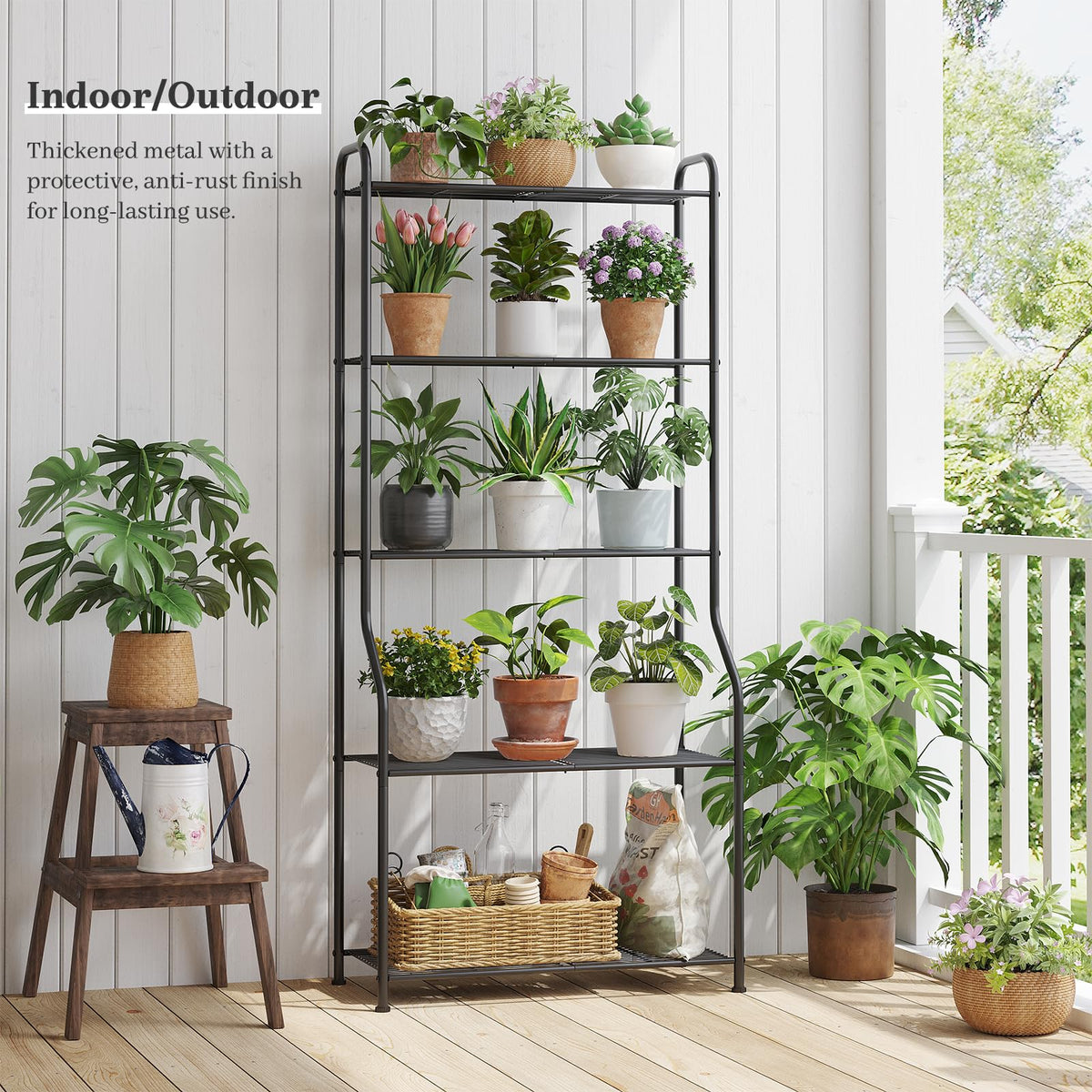 Kitsanery large flower pot holder on lower tier fits big pots