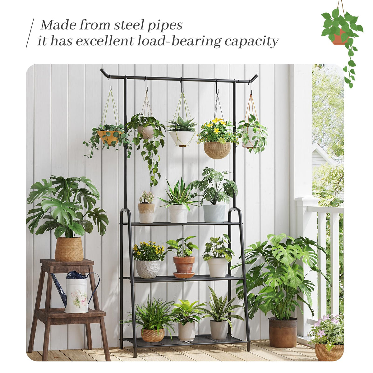 Kitsanery metal plant stand suitable for indoor and outdoor use