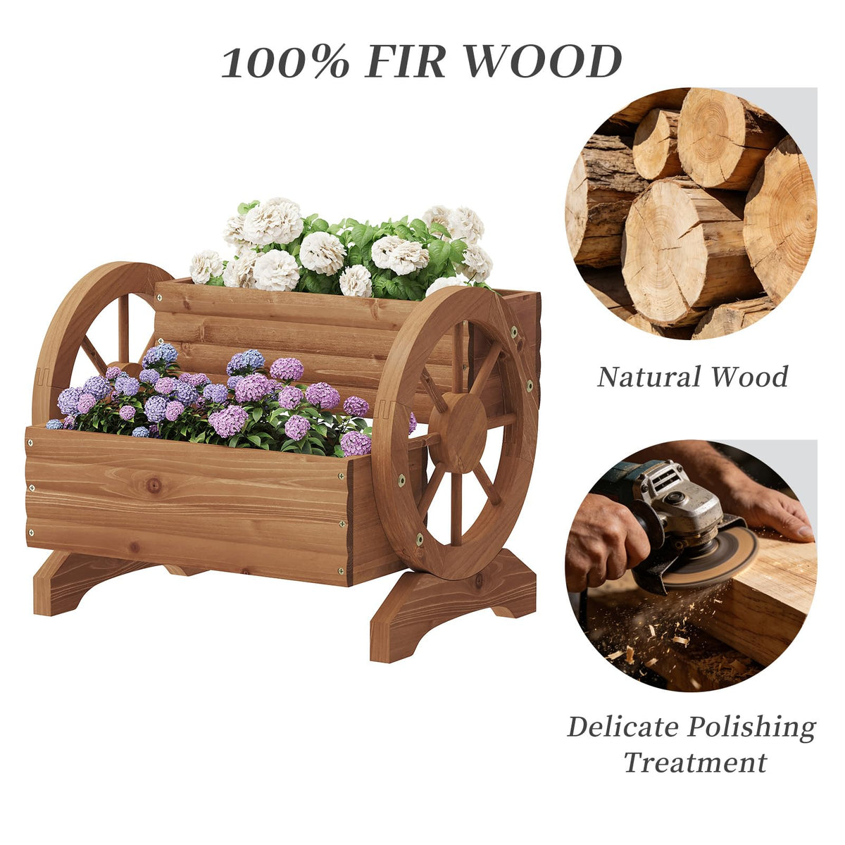 Kitsanery wooden planter suitable for flowers and vegetables in small spaces