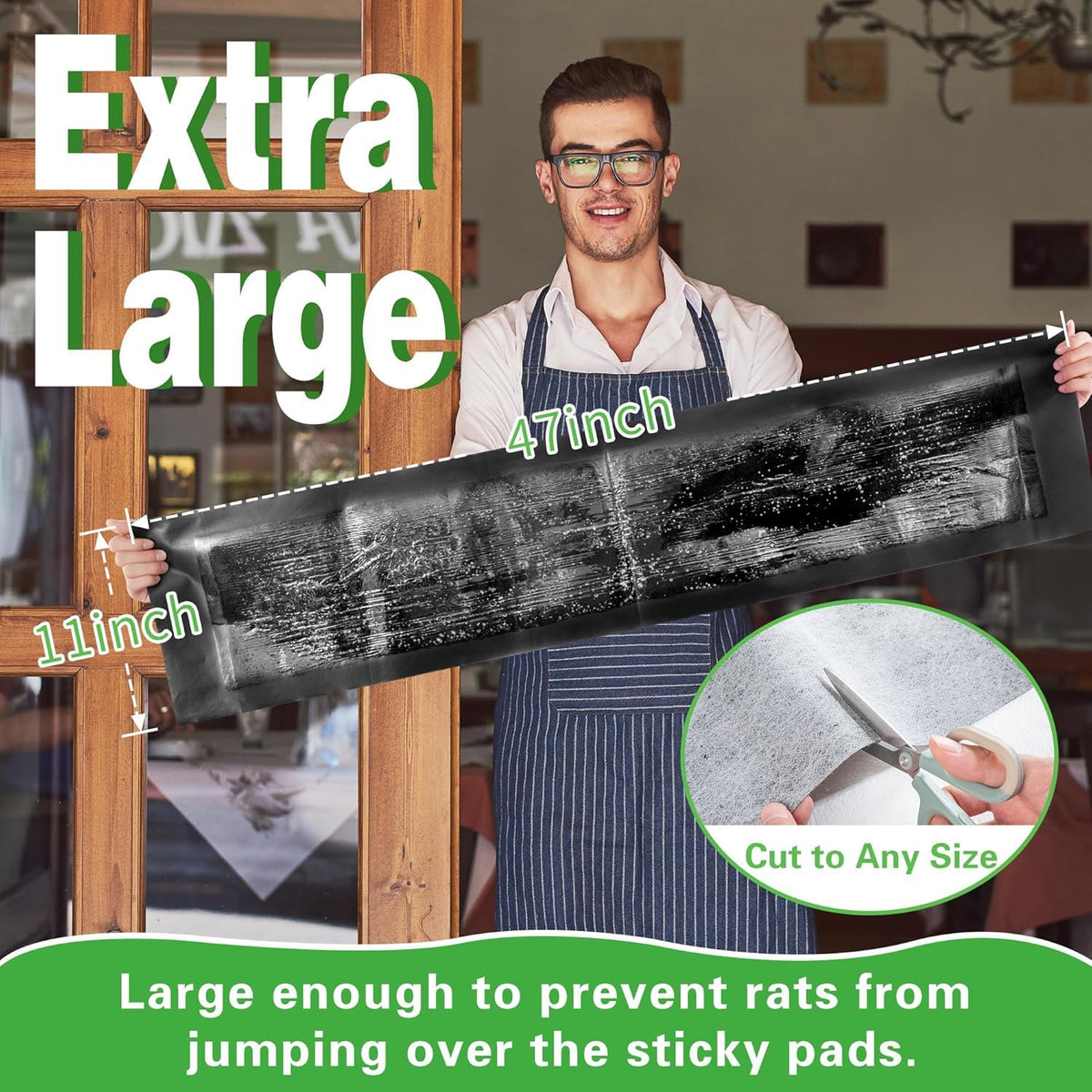 Kittmip 47x11 inch glue traps shown for larger pest capture.
