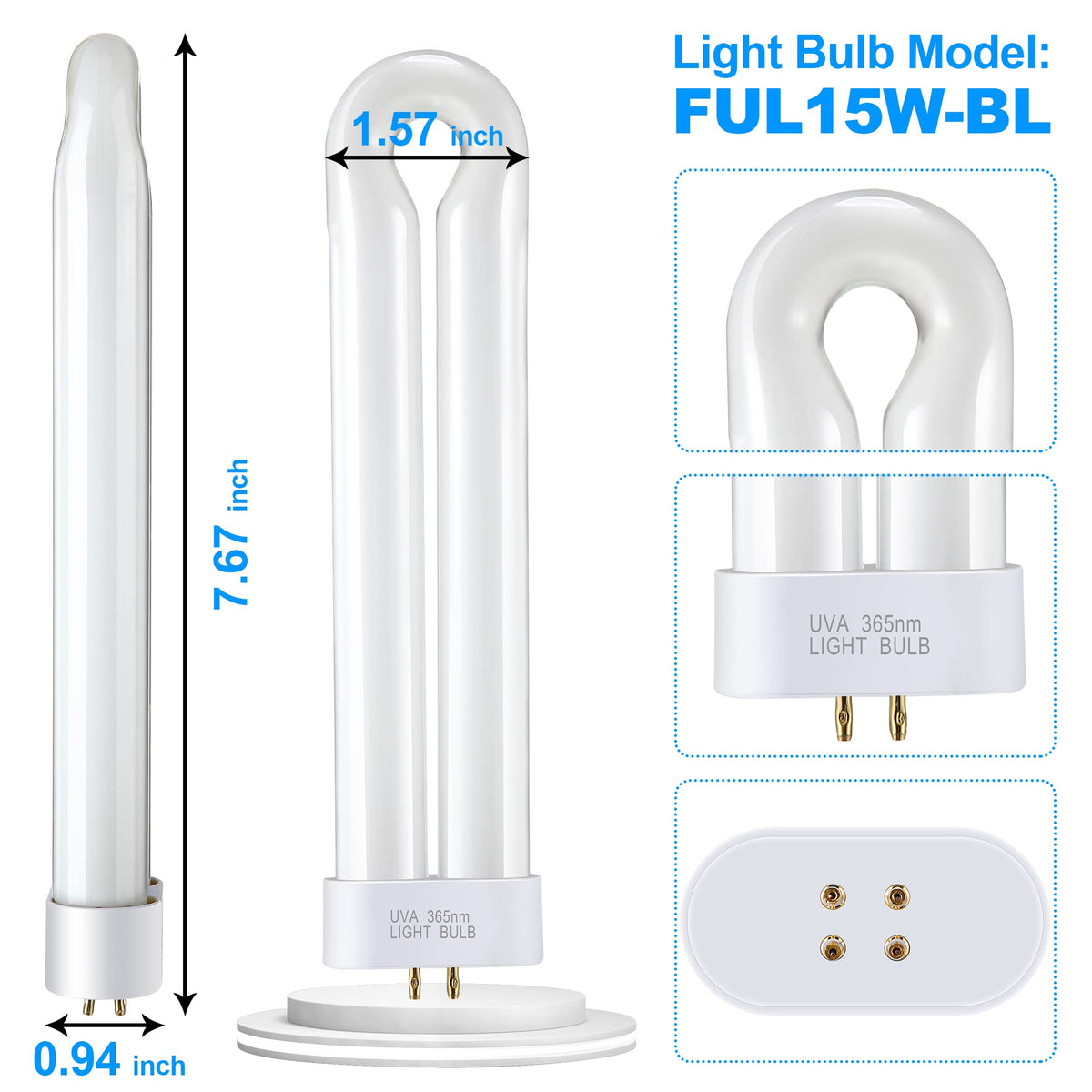 Kittmip bulb with square 4-pin base fits T6/T8/T9 traps.