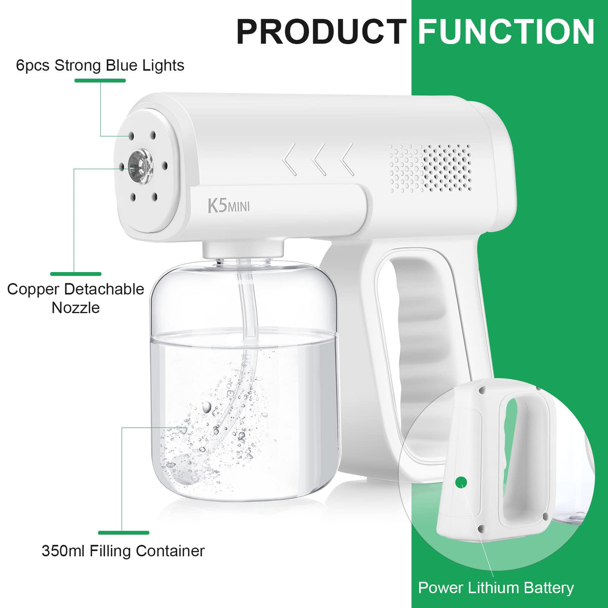 Kittmip large-capacity-350ml reservoir reduces refills during long cleaning sessions.