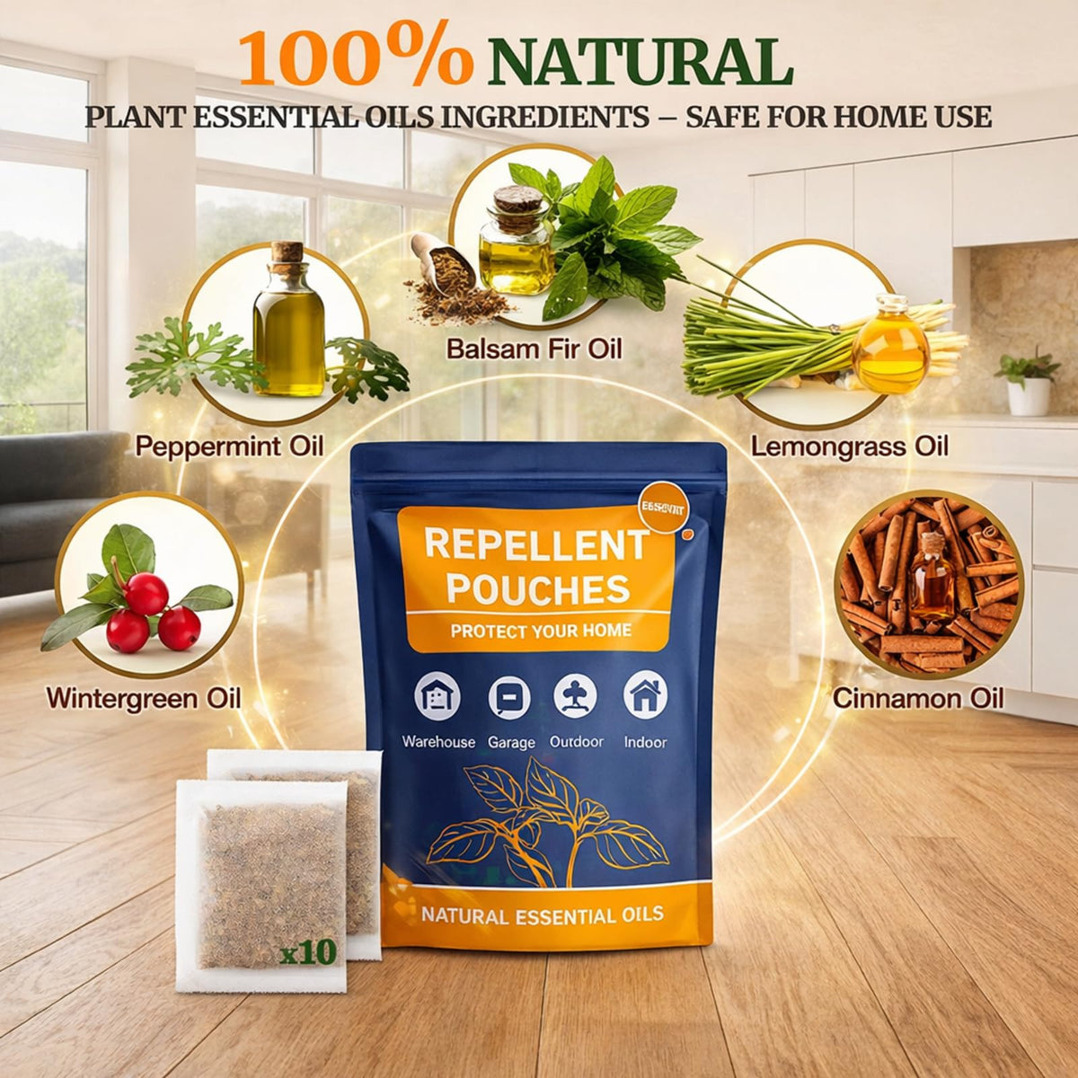 Kittmip natural ingredients collection highlights peppermint, cinnamon, and citronella aroma.